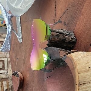 Betsey Johnson Rainbow Mirror Sunglasses Shield, Rhinstone Accents, 145mm NWT